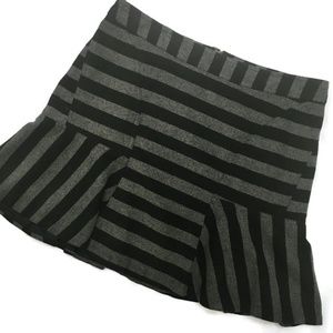 Vtg 90s Y2K black gray stripe skirt dark academia fairy core grunge steam punk L